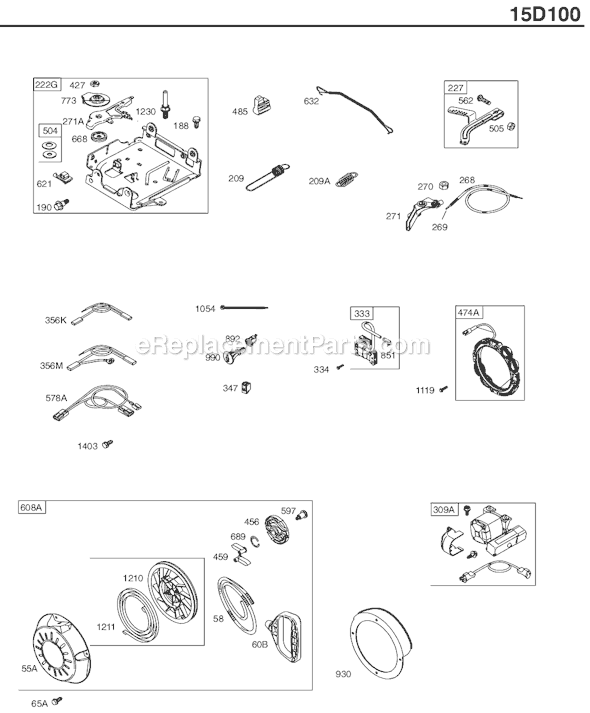 Page D Diagram and Parts List for 15D100SERIES 0111-0918 Briggs and Stratton Engine